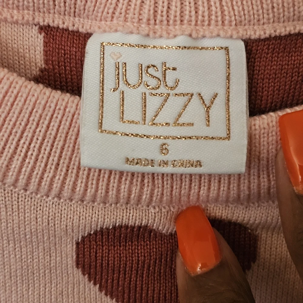 Just Lizzy Pink Heart Sweater with Pink Heart Striped Leggings